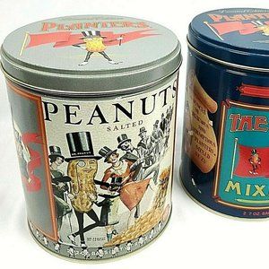 2 Vintage Planters Peanuts Mr Peanut Tin 1980